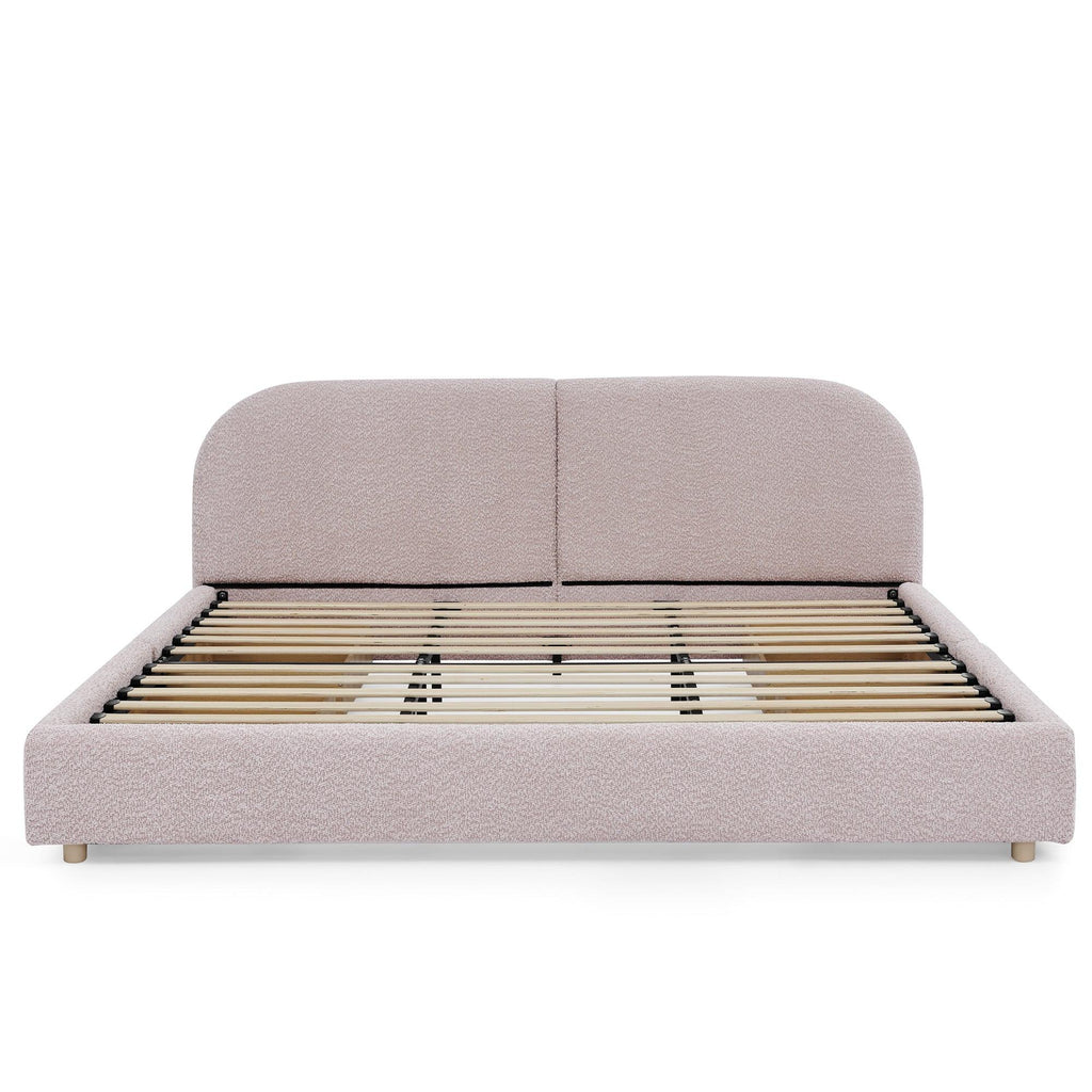 King Size Upholstered Bed Frame with Curved Headboard.