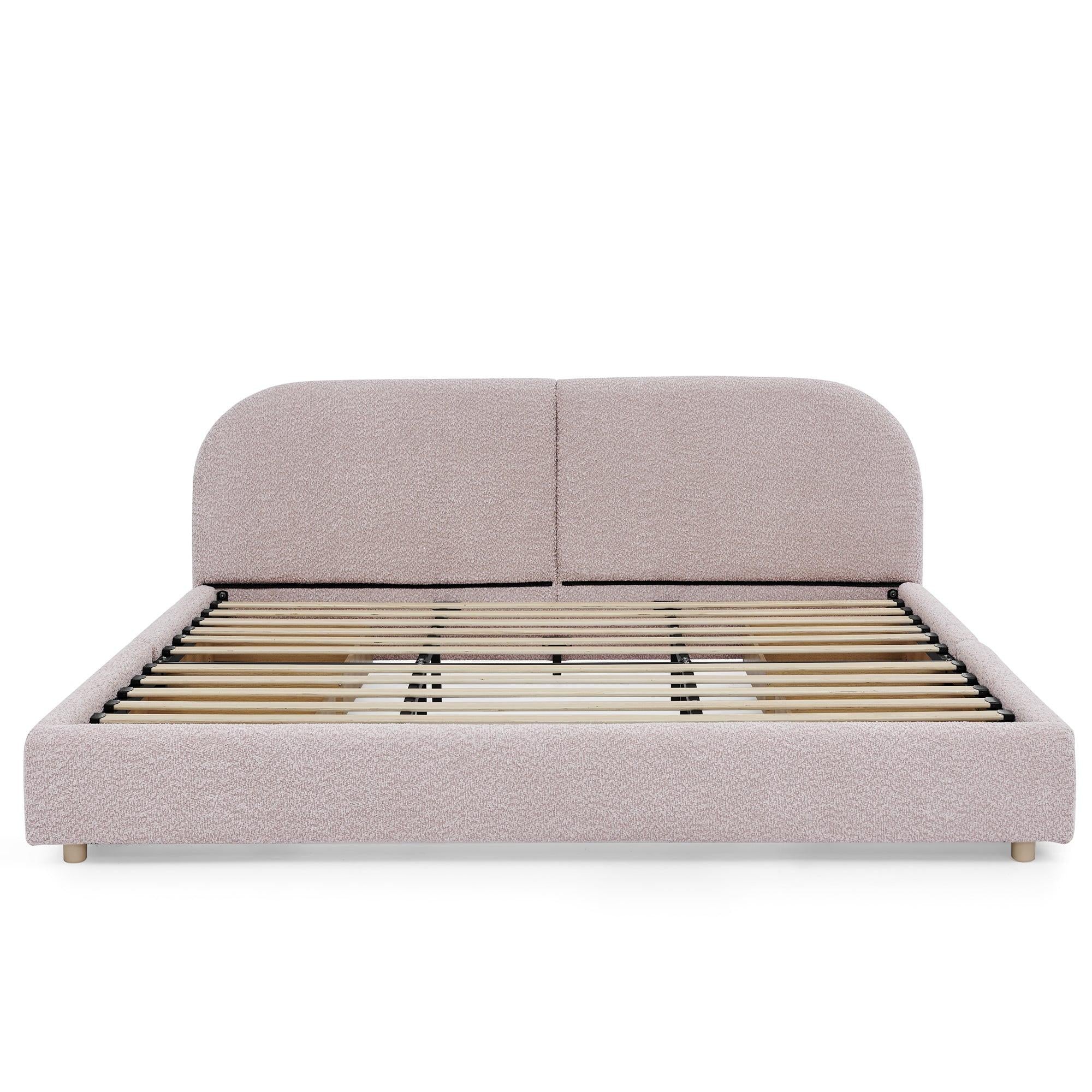 King Size Upholstered Bed Frame with Curved Headboard.
