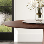 47-Inch Solid Wood Dining Table with Lazy Susan.