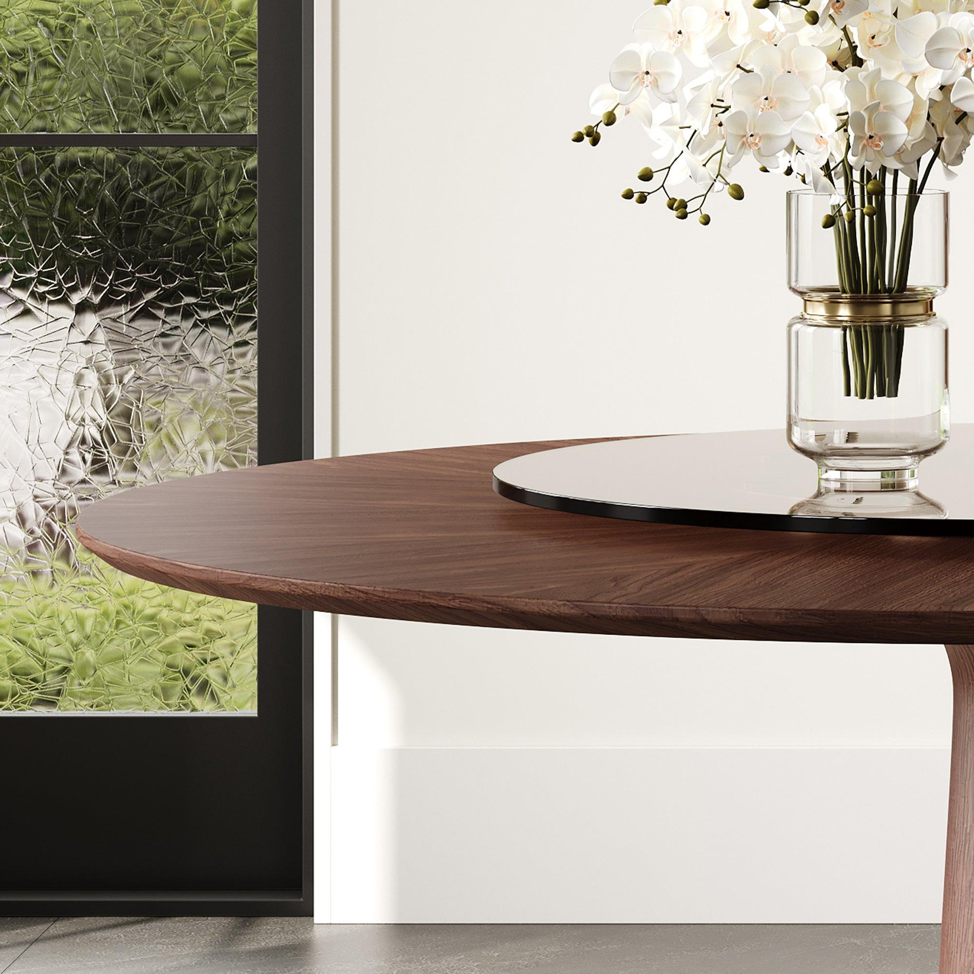 47-Inch Solid Wood Dining Table with Lazy Susan.