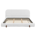 California King White Fabric Upholstered Bed Frame.
