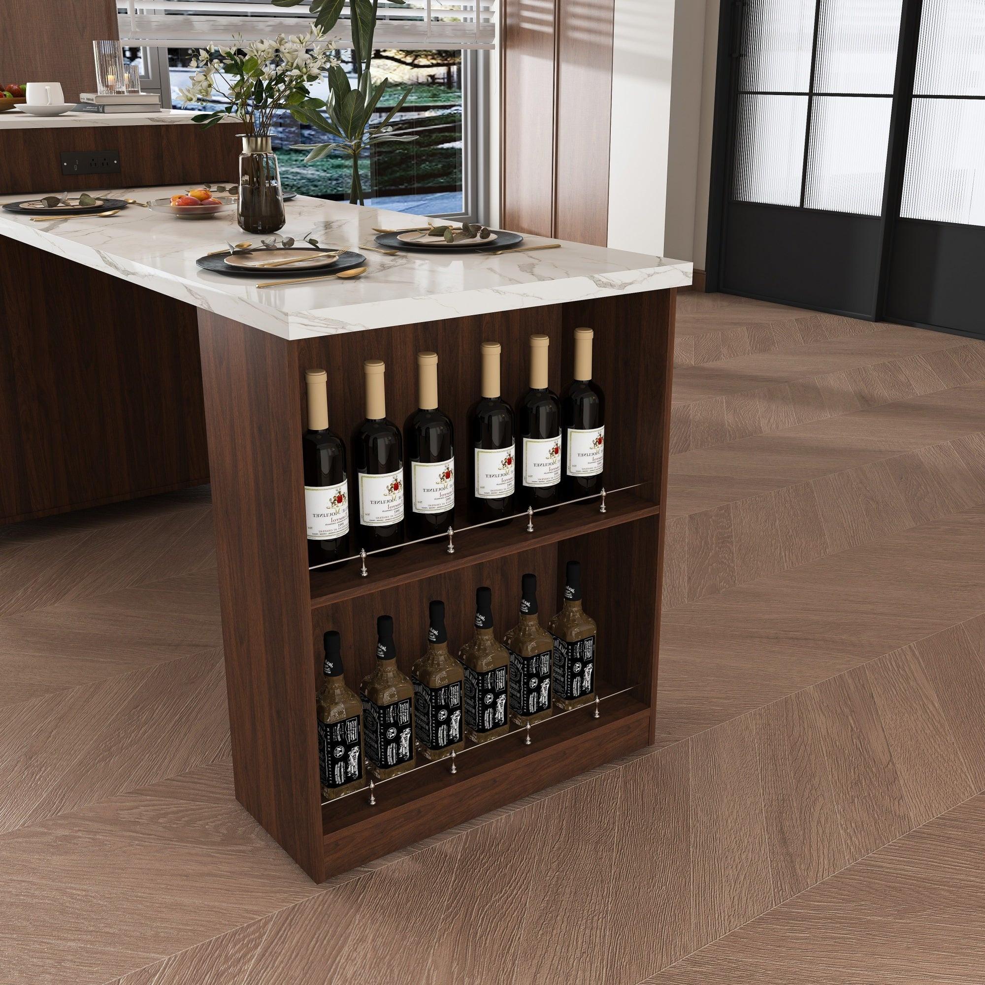 80-inch Expandable Kitchen Island with Dining Table.