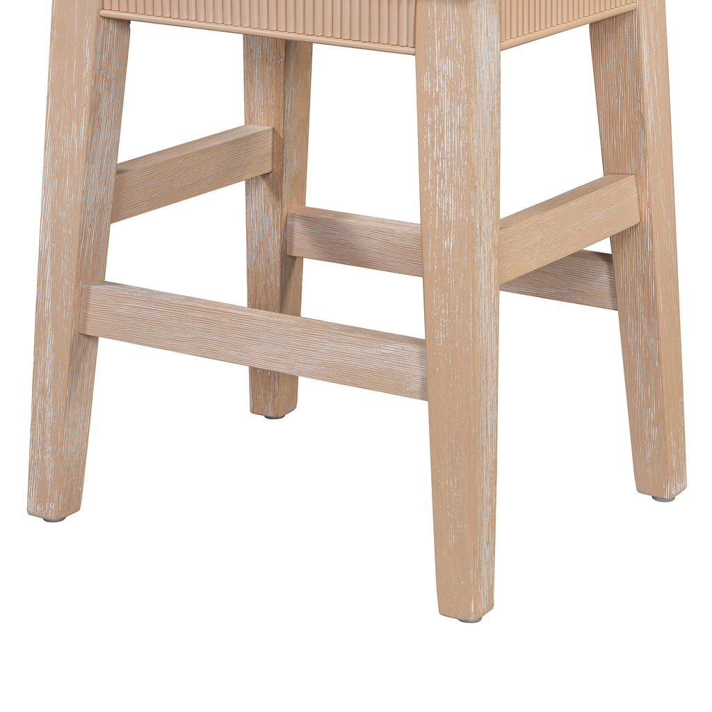 TREXM 4-Piece Dining Table Set for 3, Retro Kitchen Table and Chairs Set with 3 Storage Drawers, Ideal for Small Spaces (Natural)