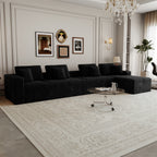 7-Piece Modular Corduroy Sectional Sofa in Black, No Assembly Required