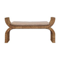 Rattan Weave Boucle Bench - Handmade Wood Furniture.