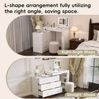 Vanity Desk with Mirror and Lights - Flip-Top Makeup Table.