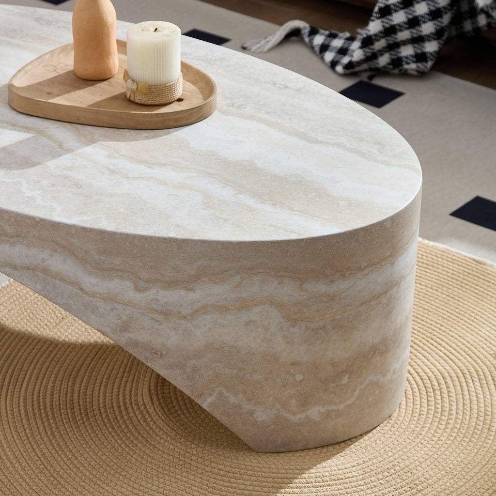 Oval Marble Coffee Table for Modern Living Rooms.