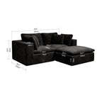 Black Modular Sectional Sofa with Plush Corduroy Fabric.