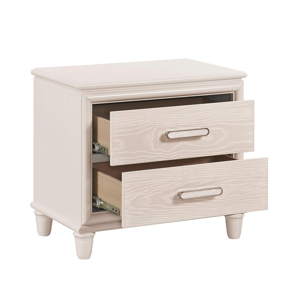 Modern Two-Drawer Nightstand with USB Ports for Bedroom.