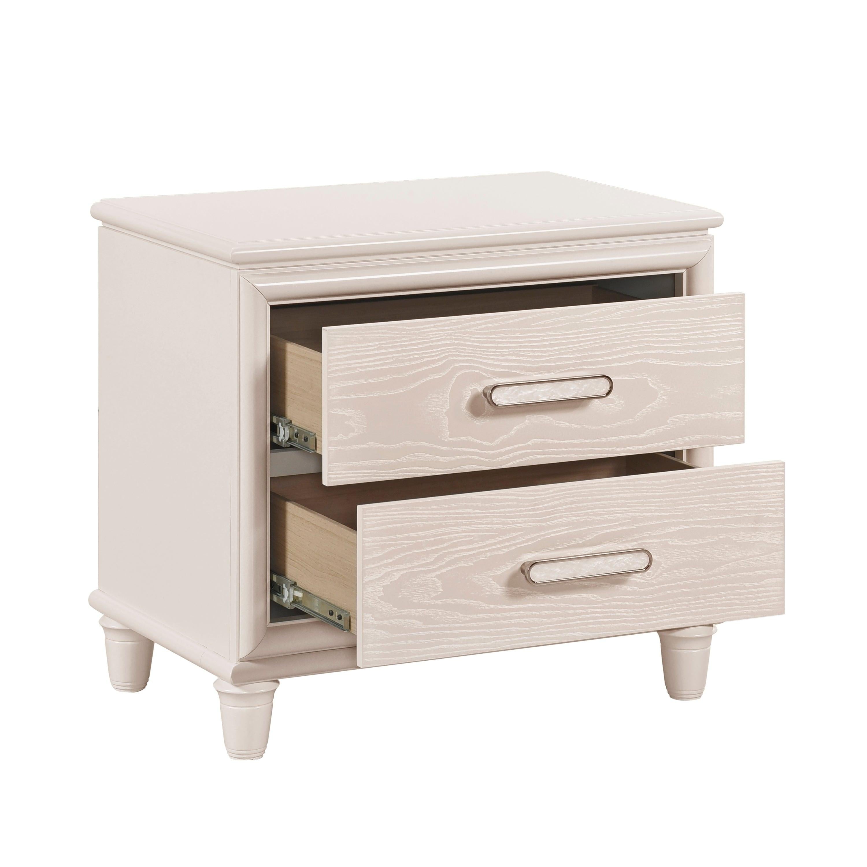 Modern Two-Drawer Nightstand with USB Ports for Bedroom.