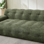 Chenille Button-Tufted Three-Seater Sofa for Comfort.