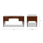 Executive Desk 5-Drawer Wood - Gold Accents with dimensions 59x29.5x31 inches. Ideal for home or executive office.