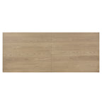 Top-down view of the 95 inch light ash dining table highlighting the natural wood grain and seamless tabletop design.