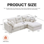 Dimensions of L-Shaped Sectional Sofa with Chaise Lounge, showing detailed measurements and 1200 lbs weight capacity for living room use.