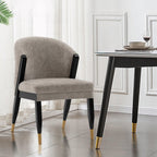 Ola Wood Chenille Dining Chair in Stone.