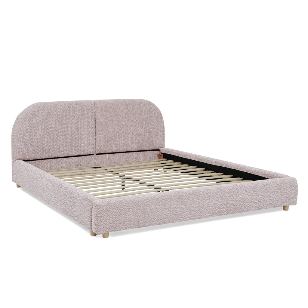 Queen Size Upholstered Bed Frame with Curved Headboard.