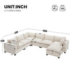 117.5'' Modular Sectional Sofa with Movable Storage Ottoman.