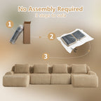 No assembly required for Modern Modular Sofa - U-Shaped Sectional | 4-Seater Comfort, shown in 3 easy setup steps for instant use.