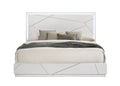Esther White & Silver High Gloss Queen Bed with LED Headboard