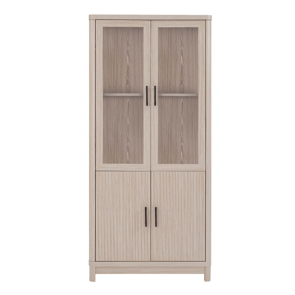 Jodie 31' Bookcase Cabinet in Whitewashed Oak (6-Shelf)