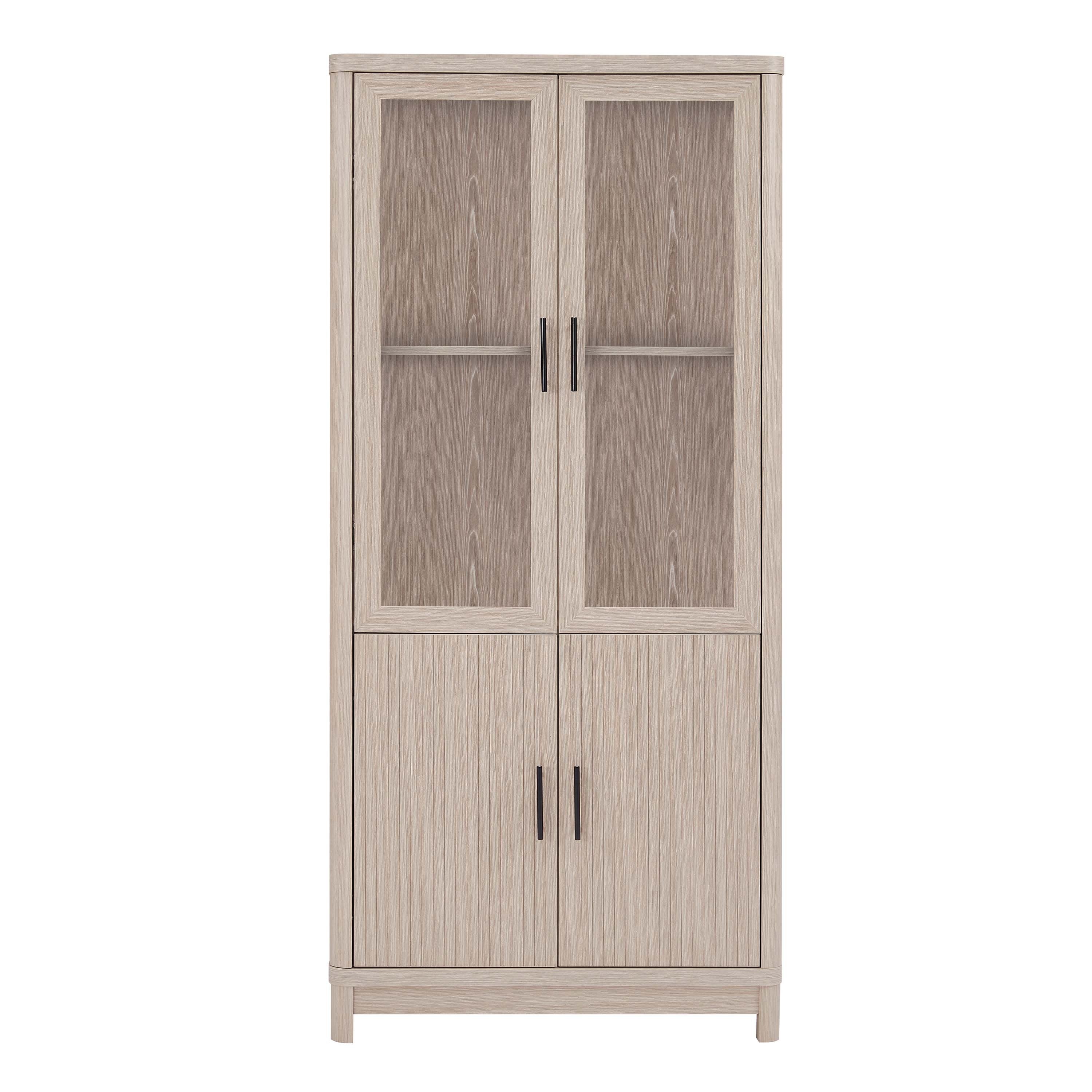 Jodie 31' Bookcase Cabinet in Whitewashed Oak (6-Shelf)