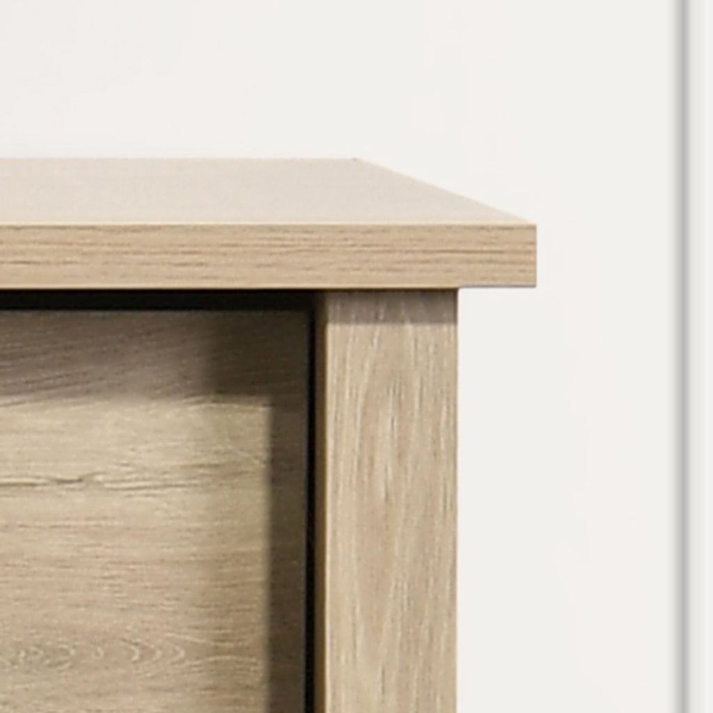 Top corner detail of Light Oak 4-Drawer Chest showing smooth edges and sturdy construction for modern interiors.