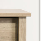 Top corner detail of Light Oak 4-Drawer Chest showing smooth edges and sturdy construction for modern interiors.