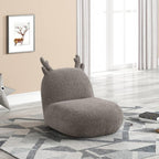 Chenille Upholstered Deer-Shaped Kids Chair, Brown.