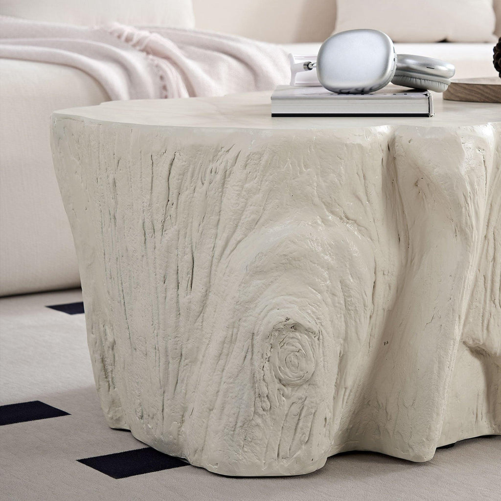 Sturdy Unique Shape Coffee Table - Beige Fiberglass Design.