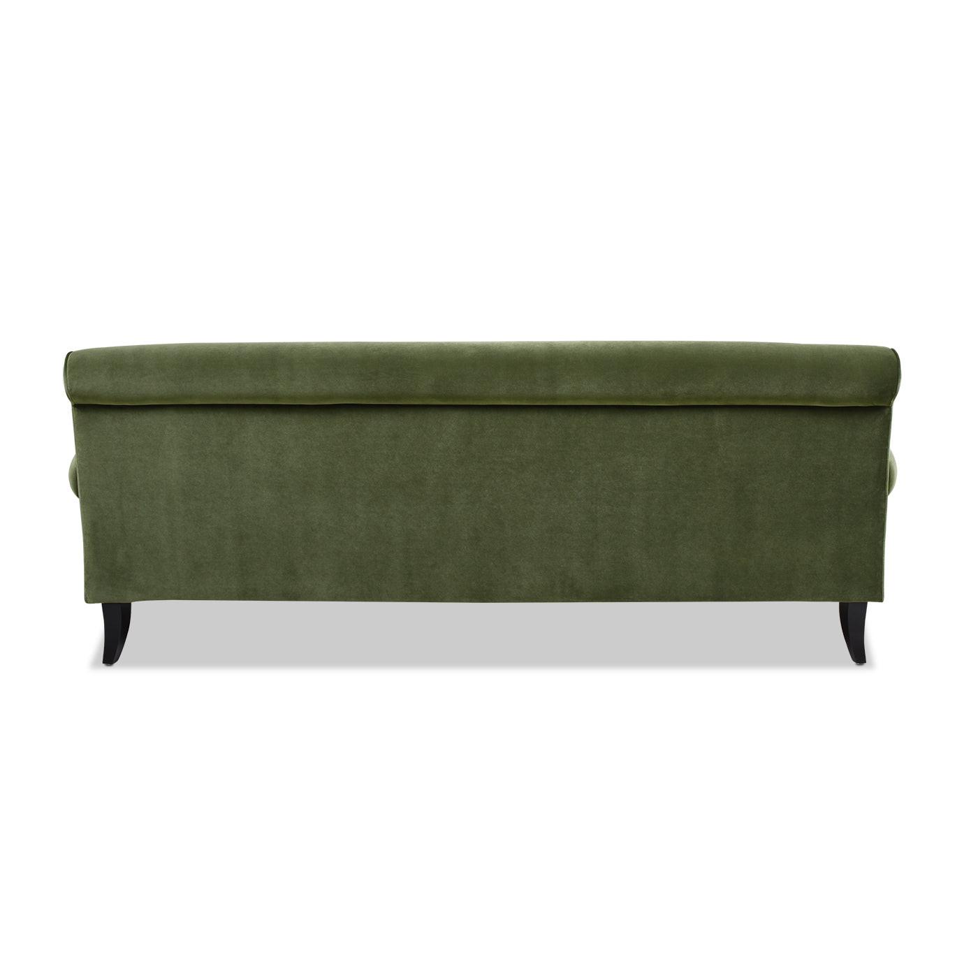 Alana Lawson Olive Green Velvet Sofa for Living Room.