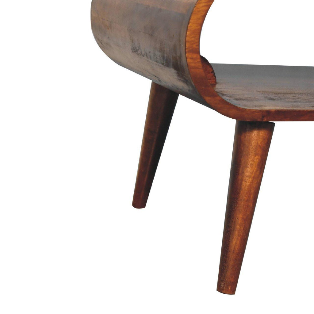 Open Chestnut Coffee Table, Nordic Legs, Dark Brown.