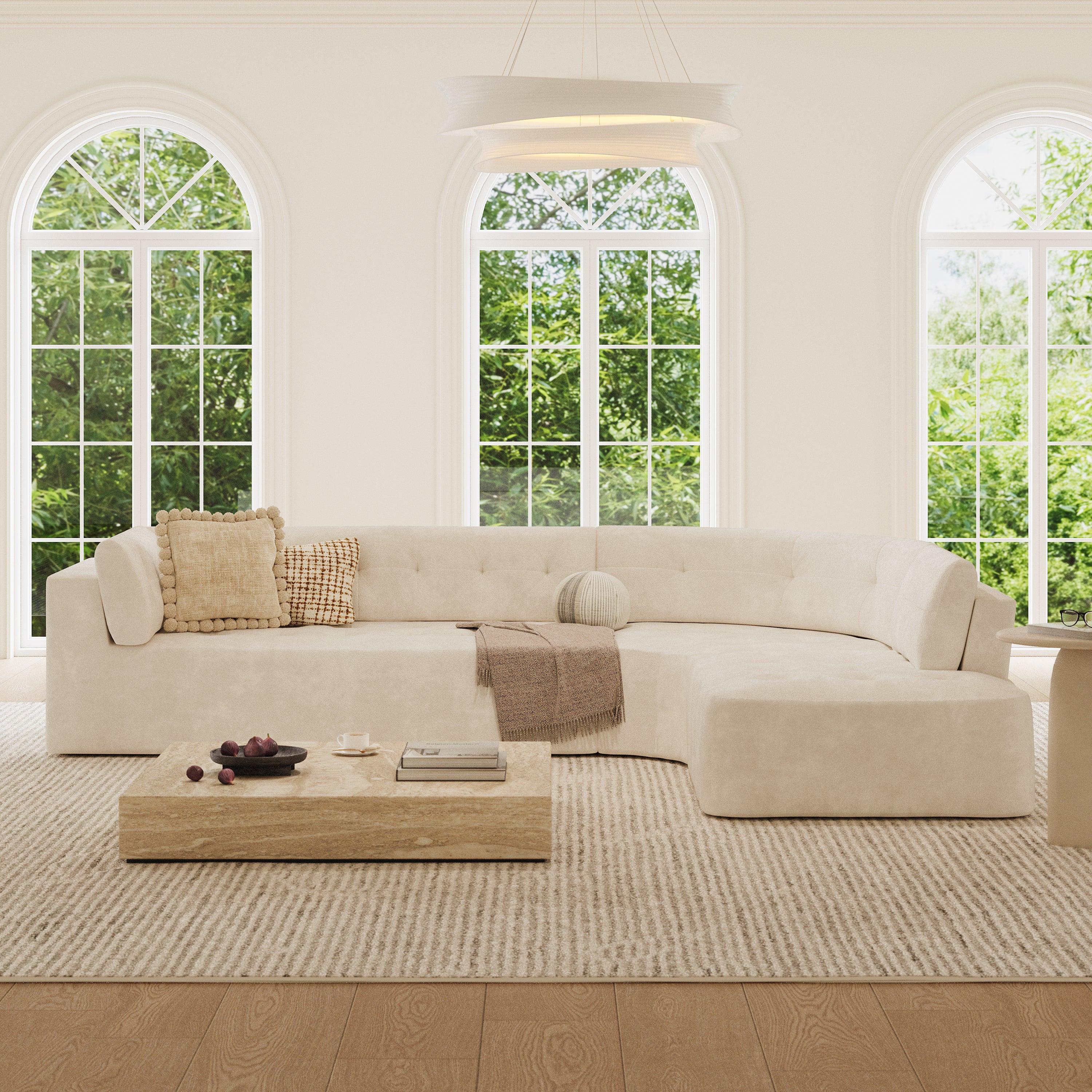 119'' Curved L-Shaped Sectional Sofa for Modern Living.