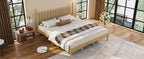 King Size Wood Platform Bed Featuring a Gourd Shaped Headboard.