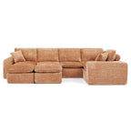 107'' Modern Boucle Sectional Sofa with Ottomans.