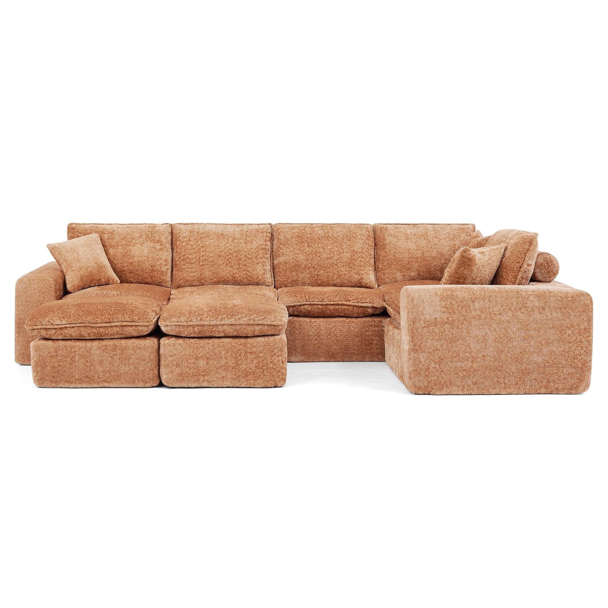 107'' Modern Boucle Sectional Sofa with Ottomans.