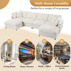U_STYLE U-shaped sectional sofa with 2 ottomans shown in various room settings including living room, home theater, and office.