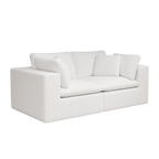 Modular Sectional Sofa - White Plush Corduroy Fabric.