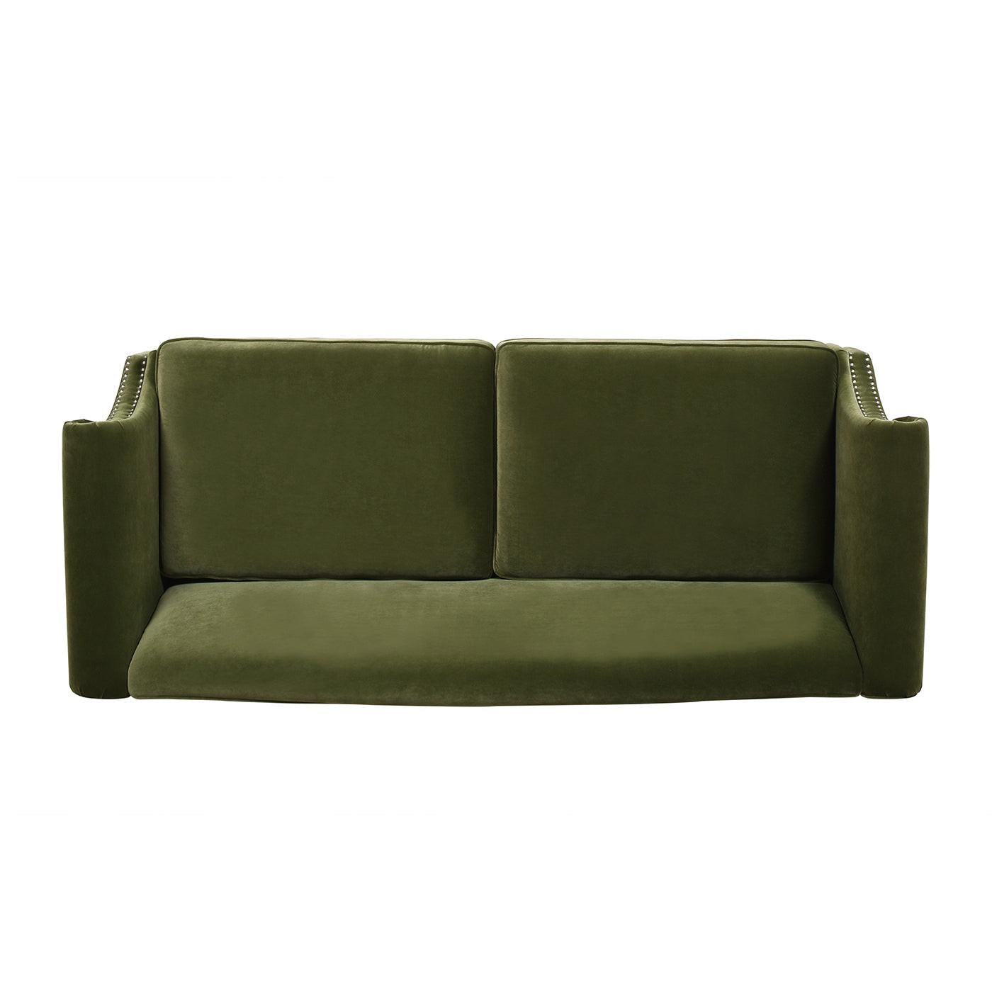 Elaine 77' Small Space Sofa in Olive Green Velvet.