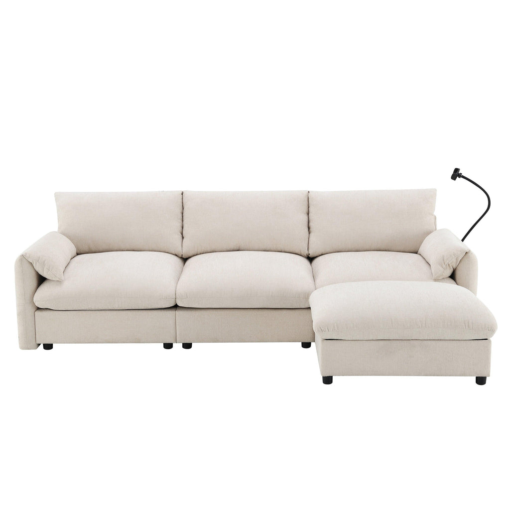 Versatile L-Shaped Sectional Sofa with Storage Ottoman.