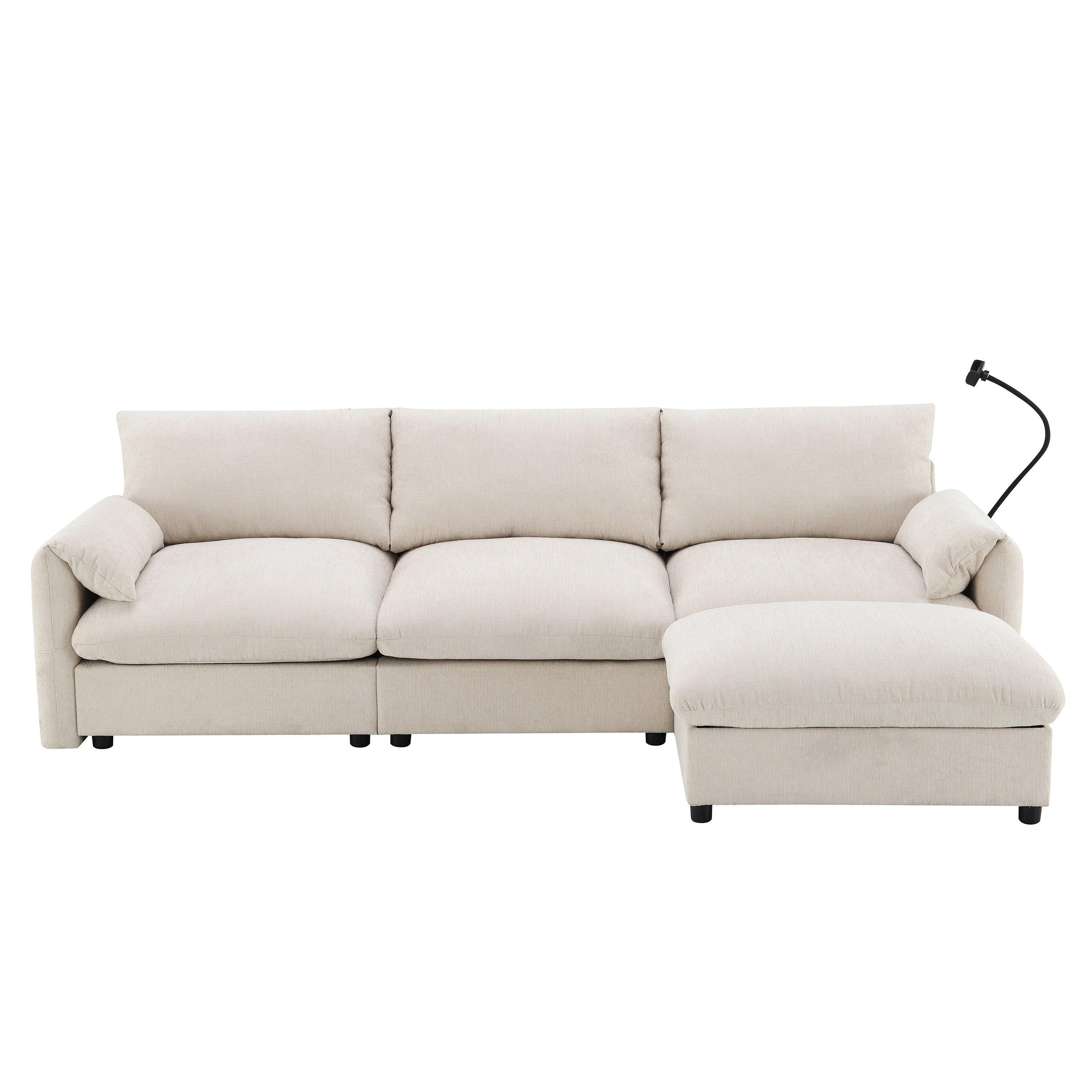 Versatile L-Shaped Sectional Sofa with Storage Ottoman.