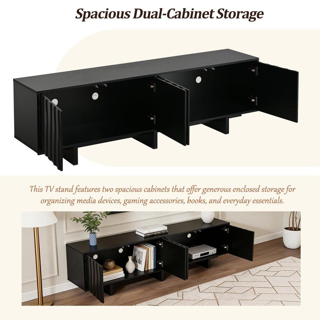 Retro Style Rustic Wood Grain TV Stand for 75' TVs.