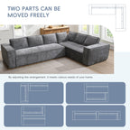 Modular Chenille Sectional Sofa, 6-Seater L-Shaped Set.