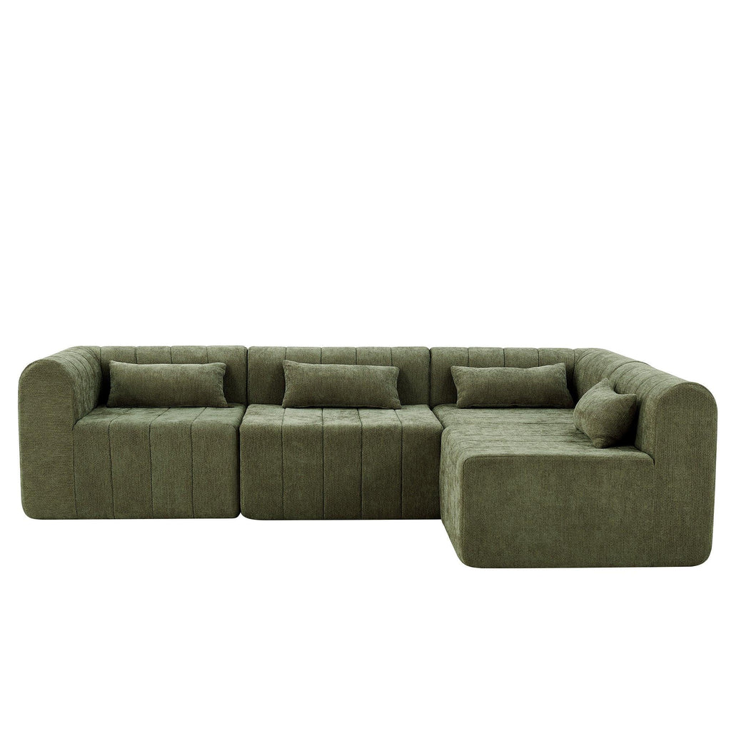 Green Modular Sectional Sofa - 145.5 Inch Design.