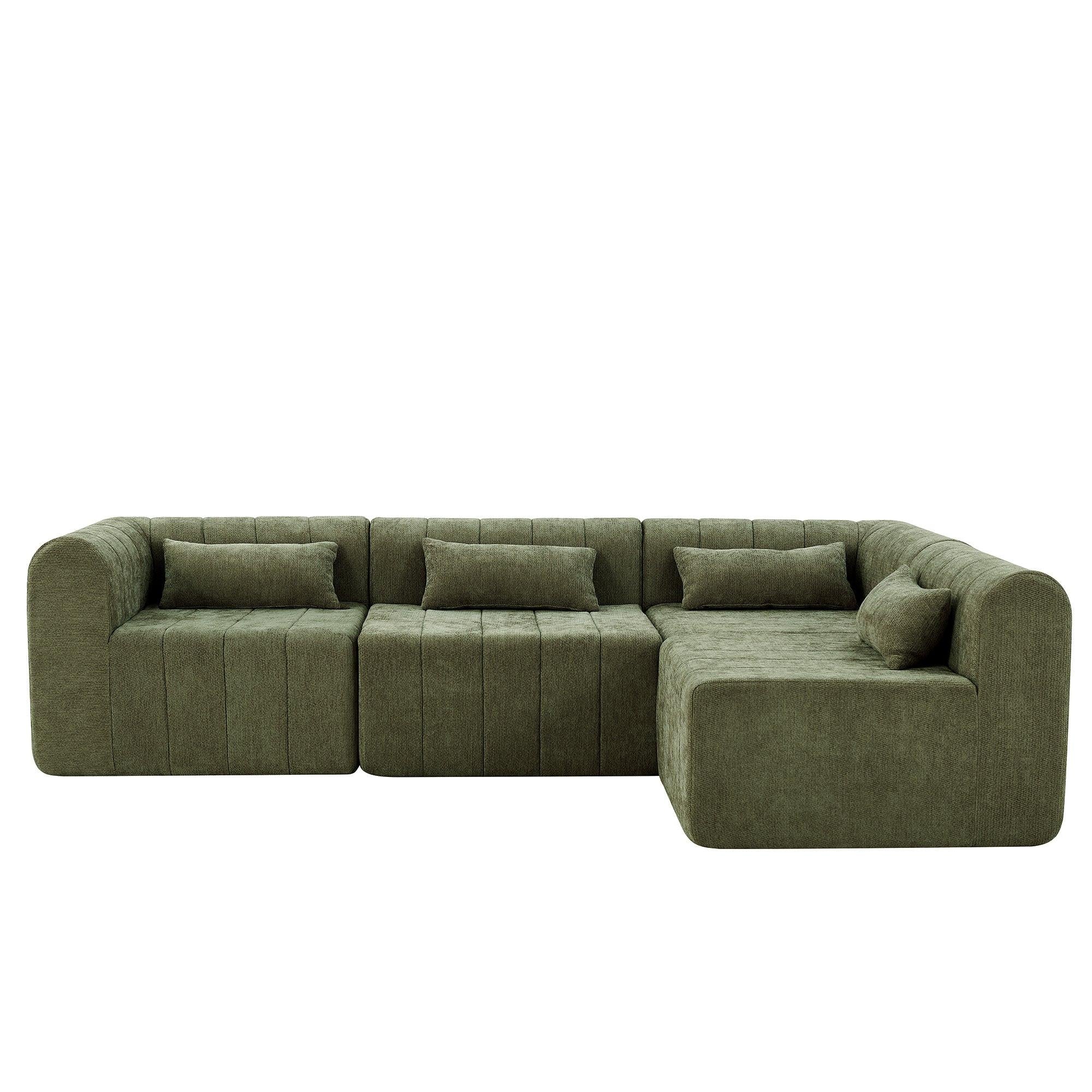 Green Modular Sectional Sofa - 145.5 Inch Design.