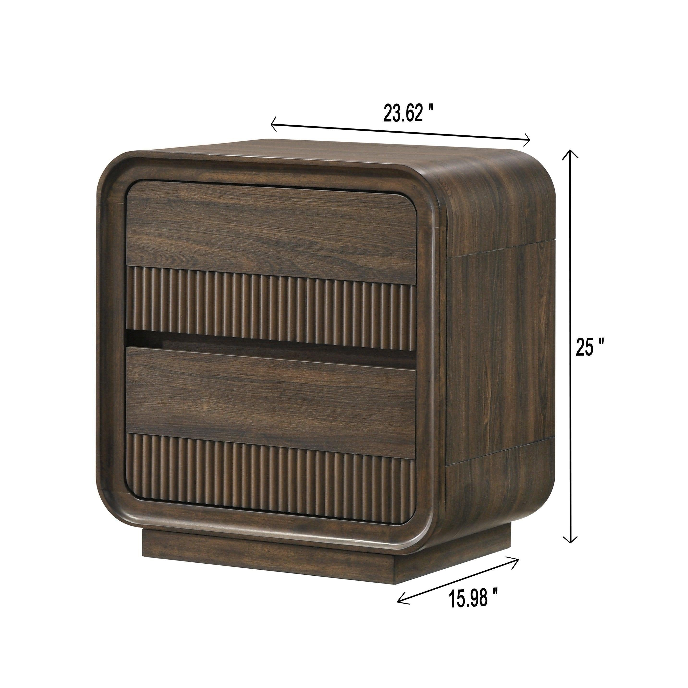 Mid-century Nightstand with Two Drawer Storage.