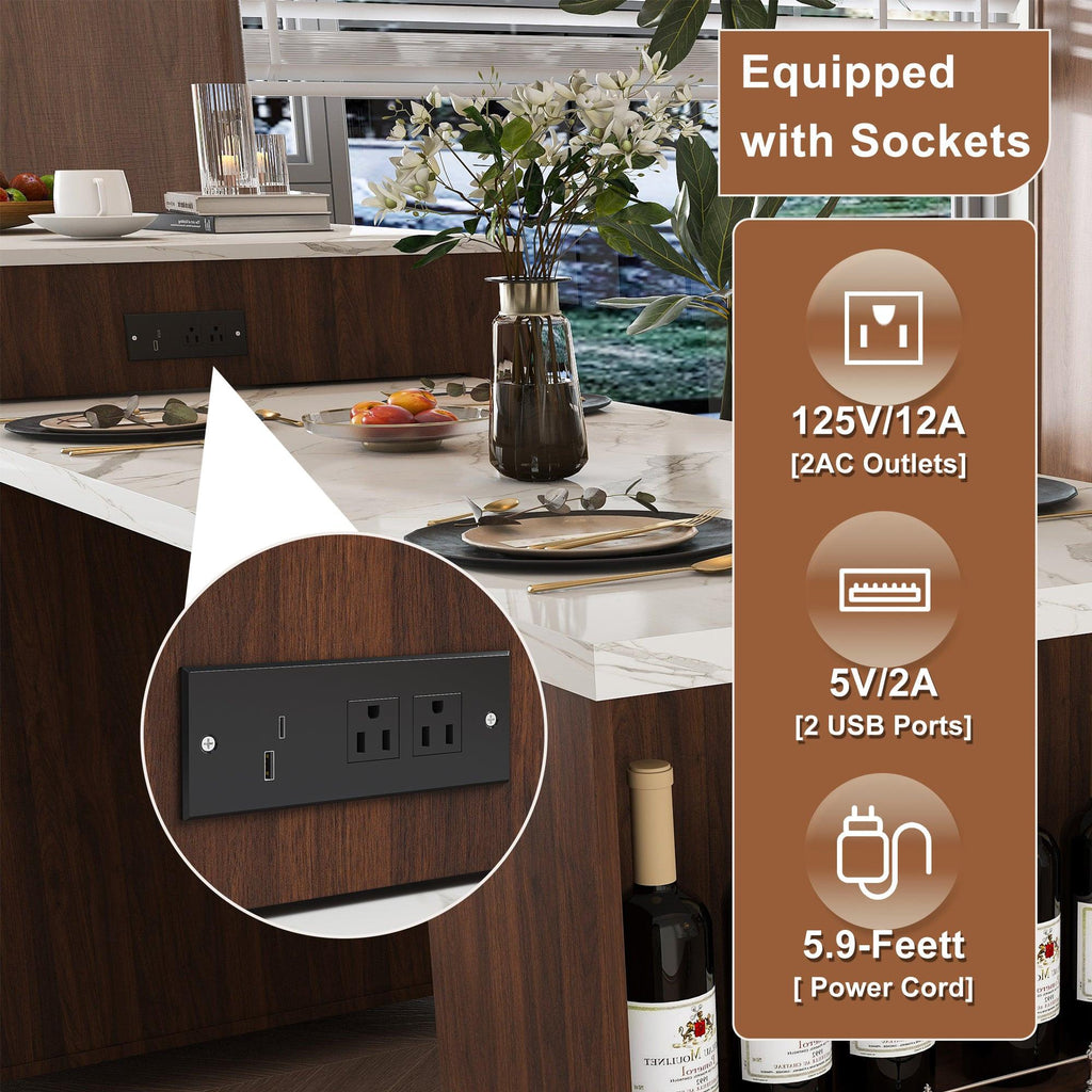 80-Inch Expandable Kitchen Island Dining Set with 4 Chairs.