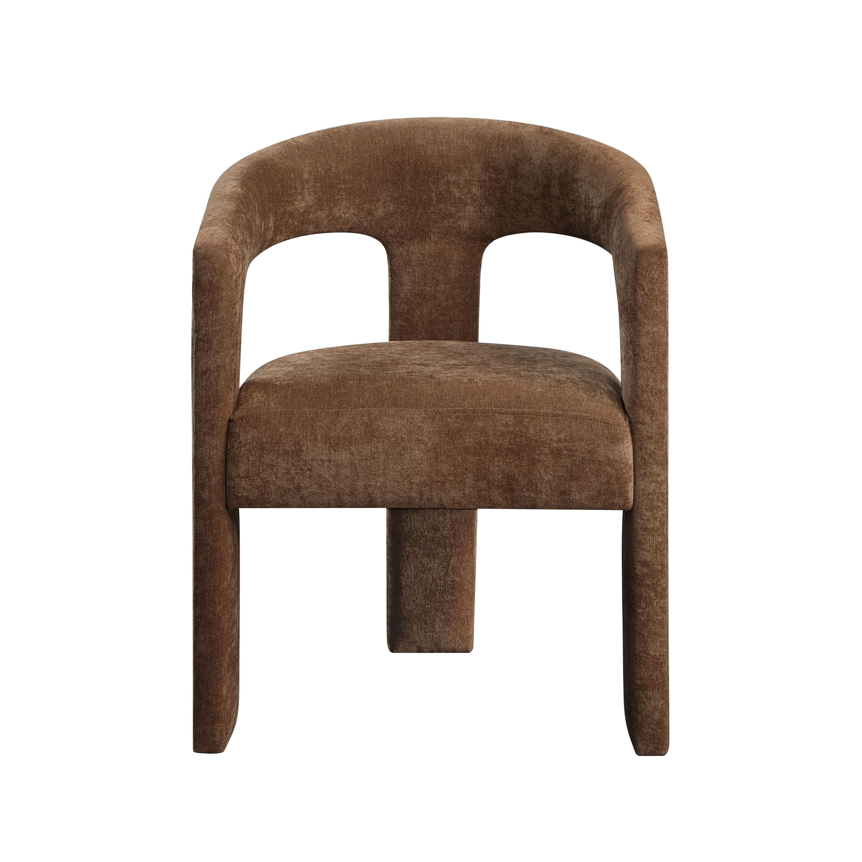 Front view of brown linen armchair set showing plush seat and ergonomic design, ideal for stylish and cozy room decor.