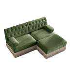 Modular Velvet Sofa in Green with Tassel Skirt.