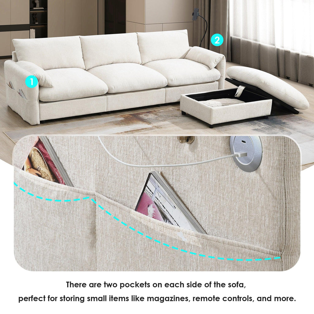 Versatile L-Shaped Sectional Sofa with Storage Ottoman.
