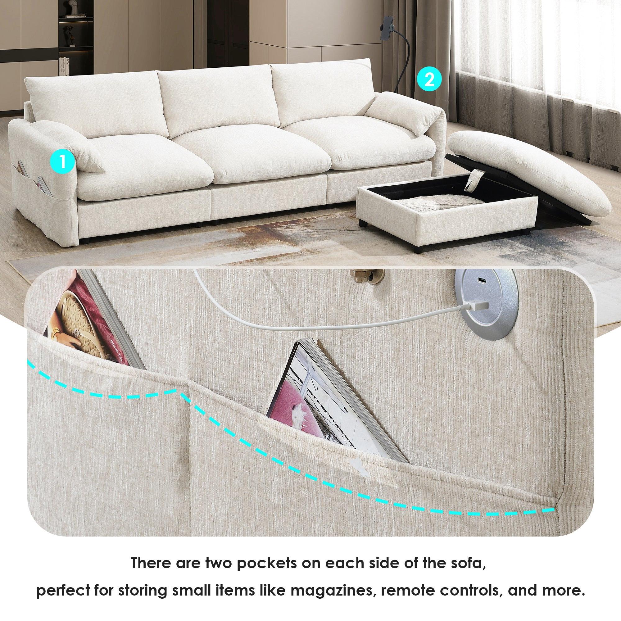 Versatile L-Shaped Sectional Sofa with Storage Ottoman.